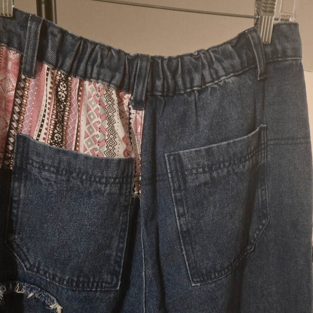 POL Blue and Pink Patchwork Flare Pants - image 6